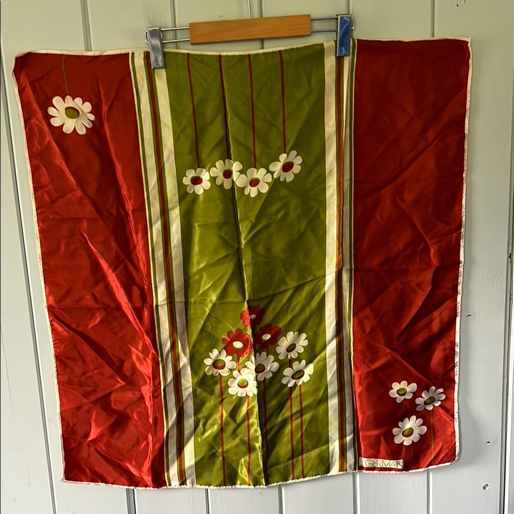 Vintage St Germain Scarf Floral Rolled Edged Square 28”x28”